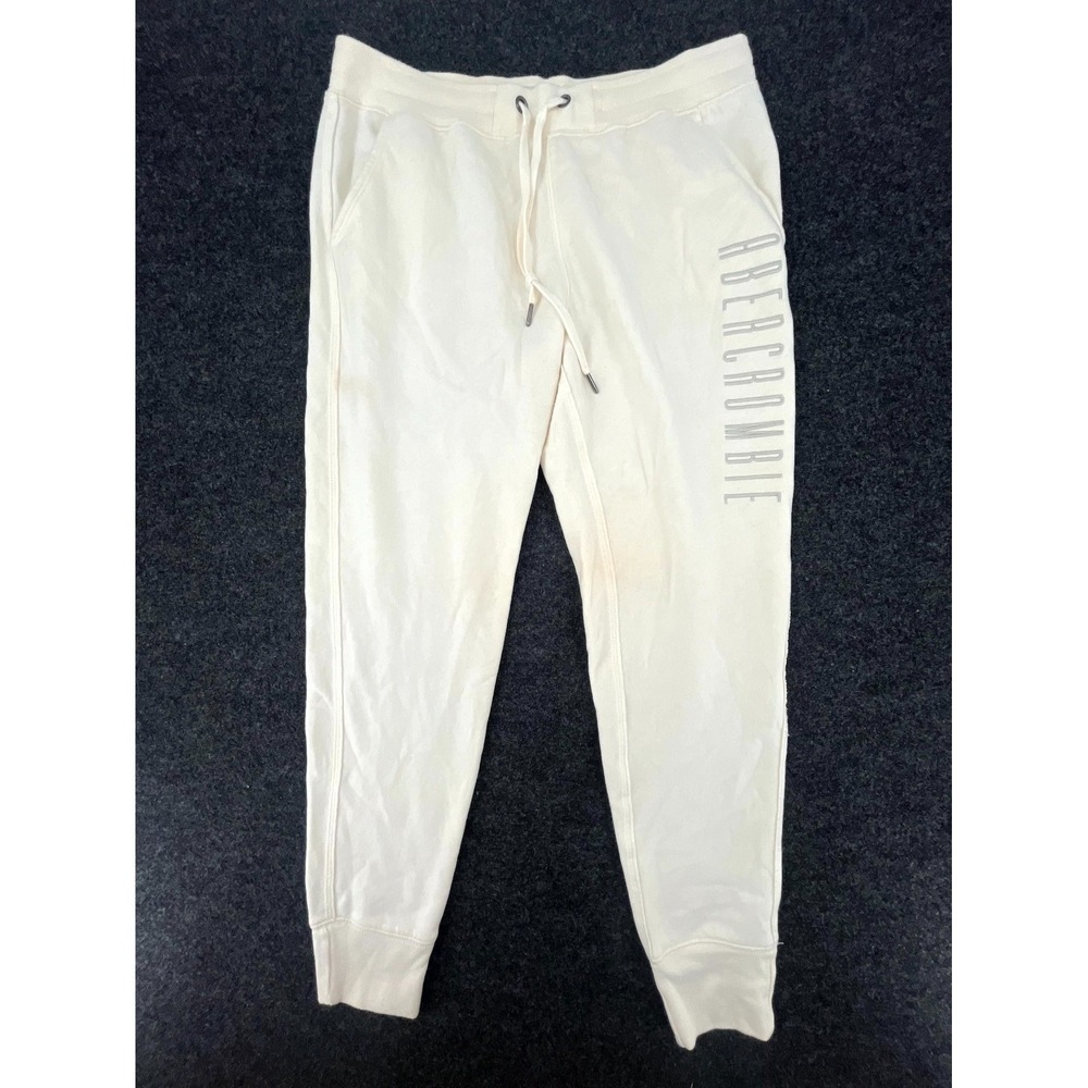 Abercrombie & Fitch Sweatpants Womens Medium Beige Lined Tapered Leg Athletic
